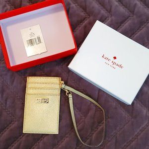 Kate Spade Lauri Newbury Lane Card Case Wristlet in Gold
